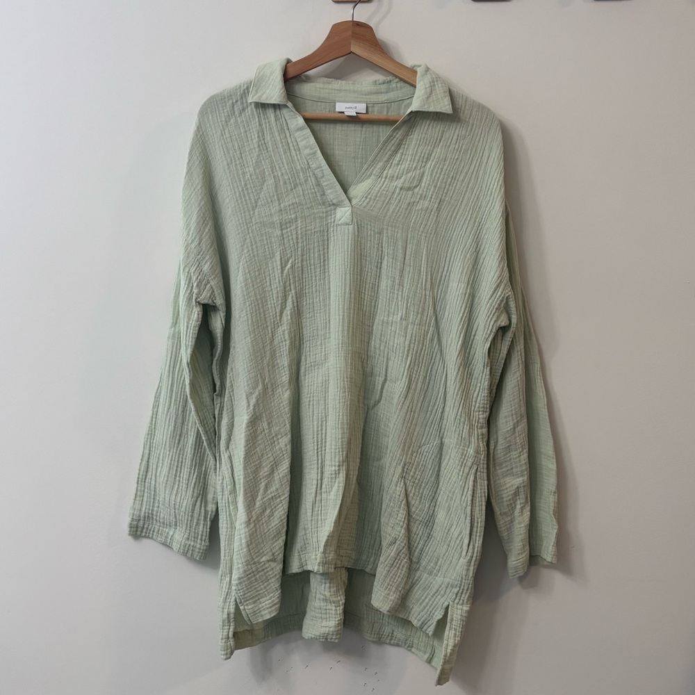 J. Jill Pure Jill Gauze Popover Blouse Green L